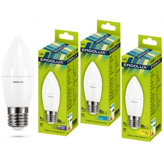Купить Лампа светодиодная Ergolux LED-C35-9W-E27-3K Свеча 9Вт E27 3000K 172-265В в Санкт-Петербурге по недорогой цене и с быстрой доставкой.