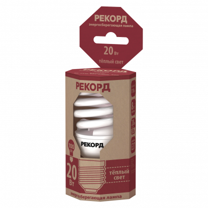 Купить Лампа энергосберегающая РЕКОРД SP 20W E27 2700K в Санкт-Петербурге по недорогой цене и с быстрой доставкой.