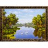 Купить Картина в раме Пейзаж с лебедями 50х70см в Санкт-Петербурге по недорогой цене и с быстрой доставкой.