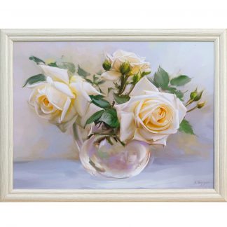 Купить Картина в раме Белые розы 30х40см в Санкт-Петербурге по недорогой цене и с быстрой доставкой.