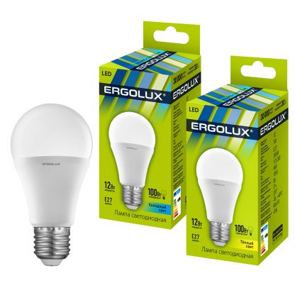 Купить Лампа светодиодная Ergolux LED-A60-12W-E27-4K ЛОН 12Вт E27 4500K 172-265В в Санкт-Петербурге по недорогой цене и с быстрой доставкой.