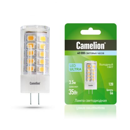 Купить Лампа светодиодная Camelion LED3.5-JC/845/G4 3.5Вт 12В AC/DC в Санкт-Петербурге по недорогой цене и с быстрой доставкой.