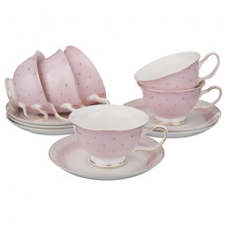 Купить Набор чайный 6/12пр 200мл фарфор розовый в горох в Санкт-Петербурге по недорогой цене и с быстрой доставкой.