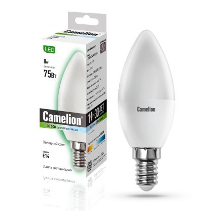 Купить Лампа светодиодная Camelion LED8-C35/830/E14 8Вт 220В в Санкт-Петербурге по недорогой цене и с быстрой доставкой.