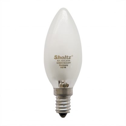 Купить Лампа галогенная SHOLTZ E14 42W 2700К 220V свеча в Санкт-Петербурге по недорогой цене и с быстрой доставкой.